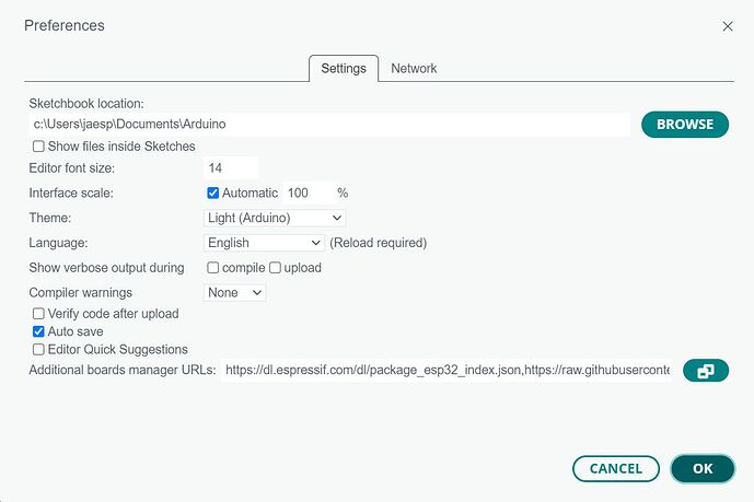 Arduino IDE Board Manager URL